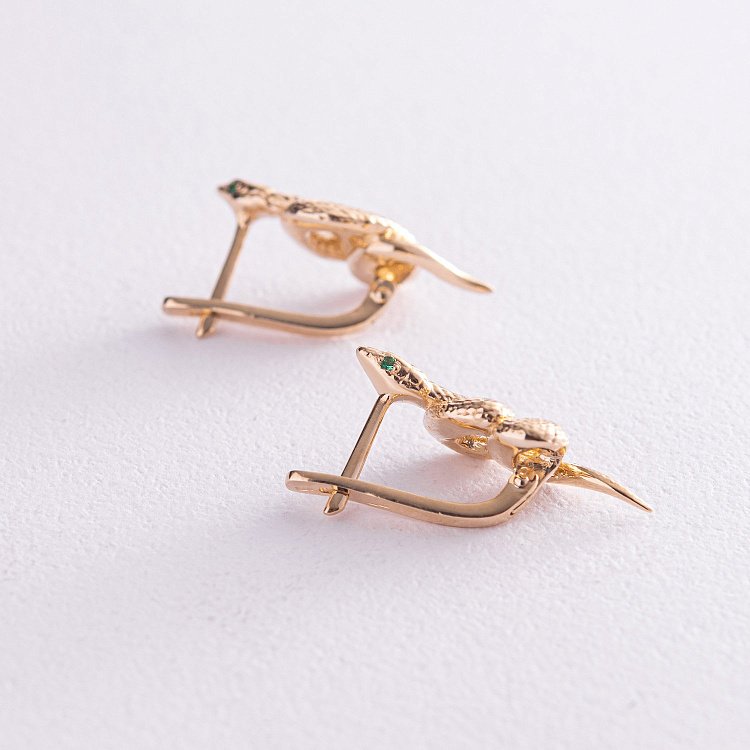 Сережки "Змії" у жовтому золоті с07968 від ювелірного магазину Онікс - 3