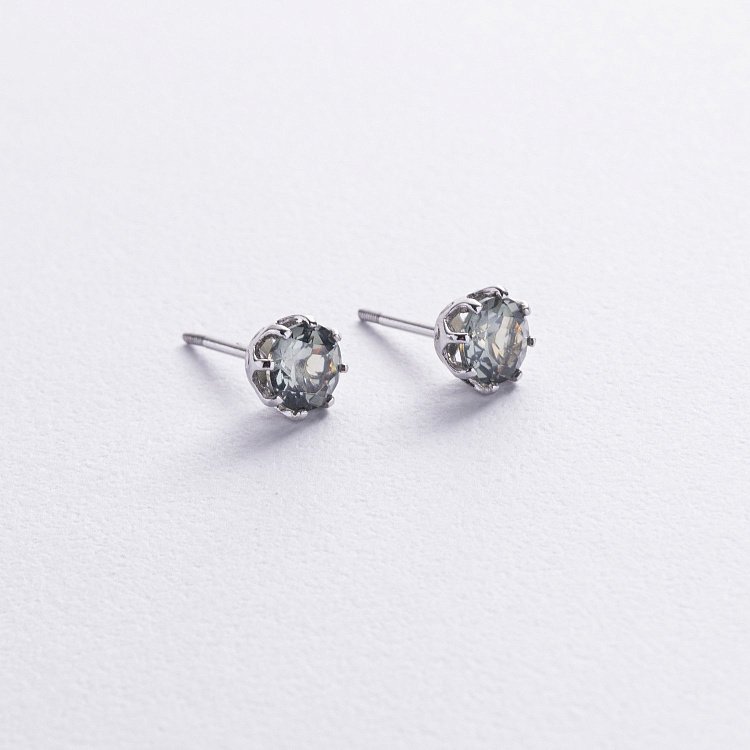 Срібні сережки - пусети (синт. топази) 123364 від ювелірного магазину Онікс