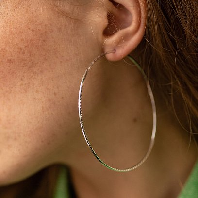 Сережки - кільця в білому золоті (7.3 см) с08598 №4