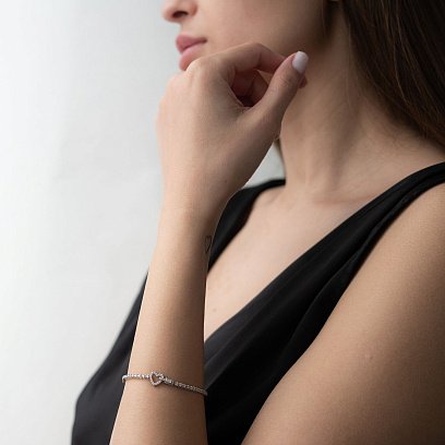 Золотий браслет "Серце" з діамантами бб0023са №6