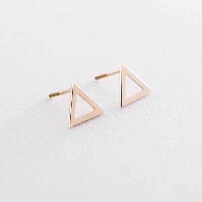 Золотые серьги - пусеты "Треугольники" с06696 №2