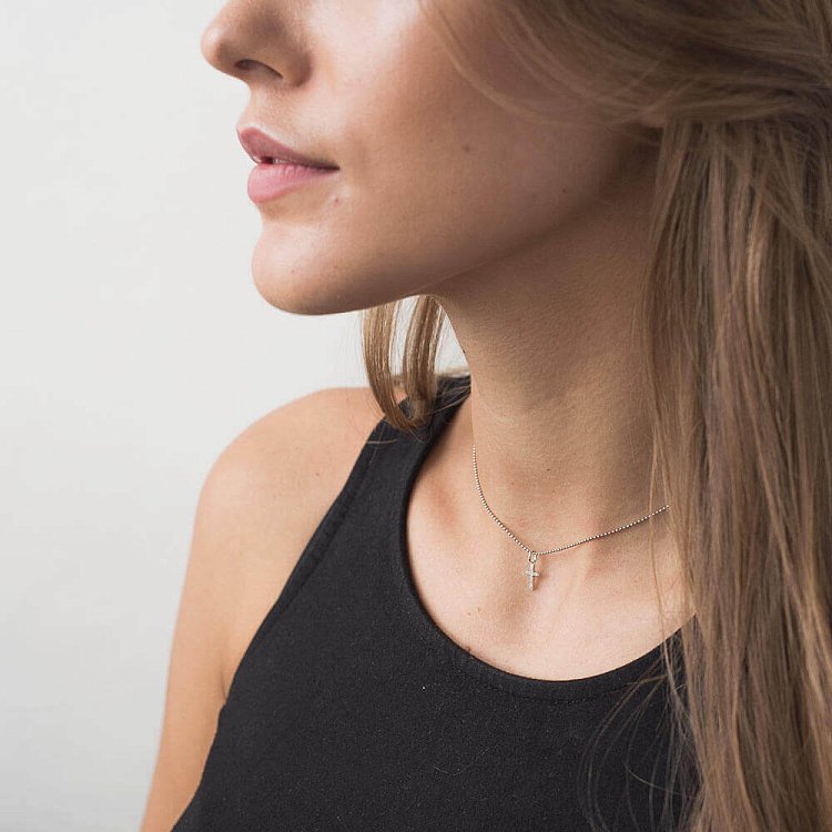 Золотий хрестик з діамантами пб0069ch від ювелірного магазину Онікс - 3