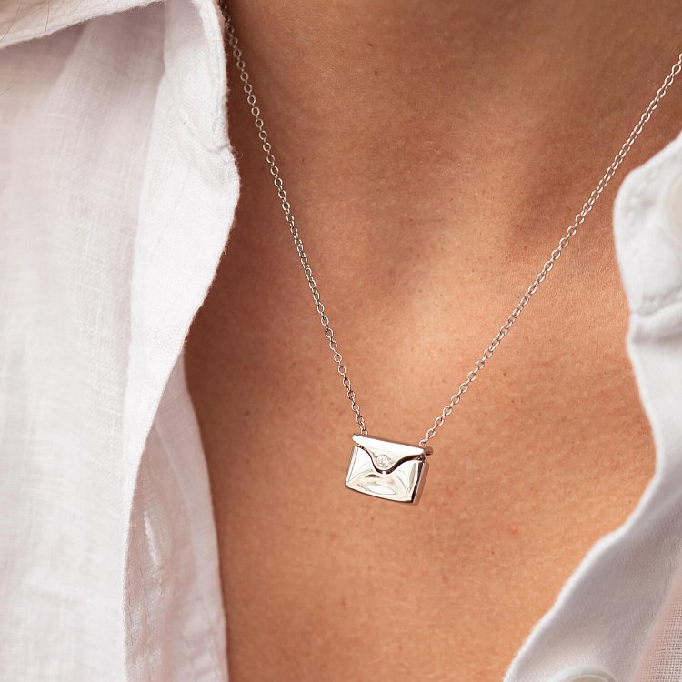 Срібне кольє "Конверт із секретом" (можливе гравіювання) 181215 від ювелірного магазину Онікс - 17