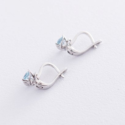 Золоті сережки з блакитним топазом с02407 №3