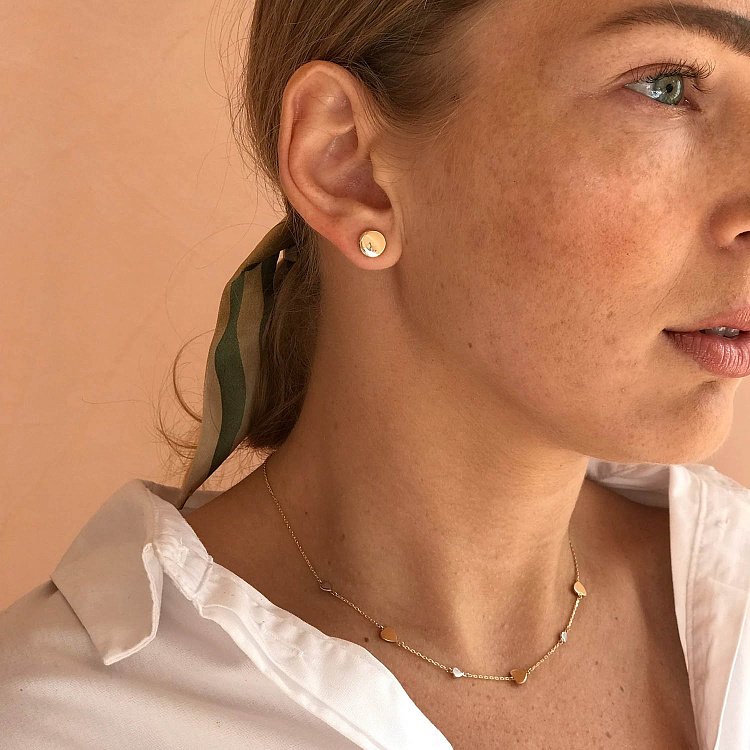 Золотое колье с сердечками кол01404 от ювелирного магазина Оникс - 6