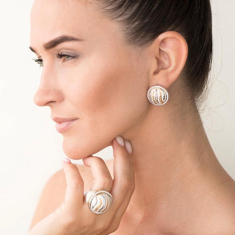 Золоті сережки (емаль, фіаніти) с02995 від ювелірного магазину Онікс - 2