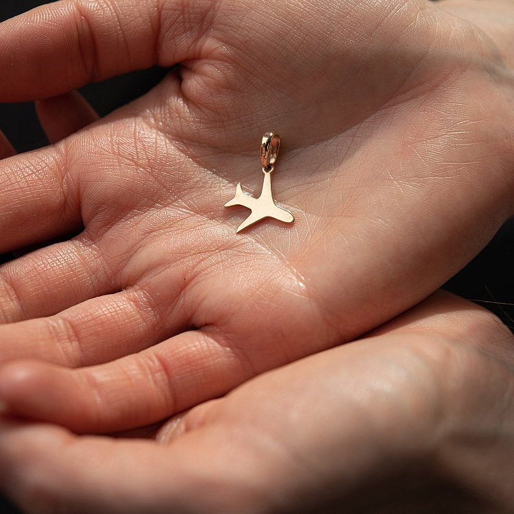 Золотая подвеска "Самолет" п02890 от ювелирного магазина Оникс - 1