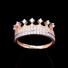 Золотое кольцо "Корона" с фианитами к03937 от ювелирного магазина Оникс - 2