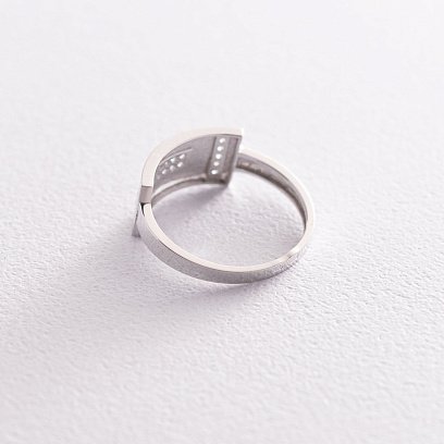 Кольцо в белом золоте с фианитами к06696 №3