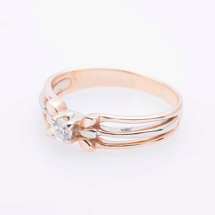 Золотое помолвочное кольцо с бриллианом к00095п от ювелирного магазина Оникс - 1