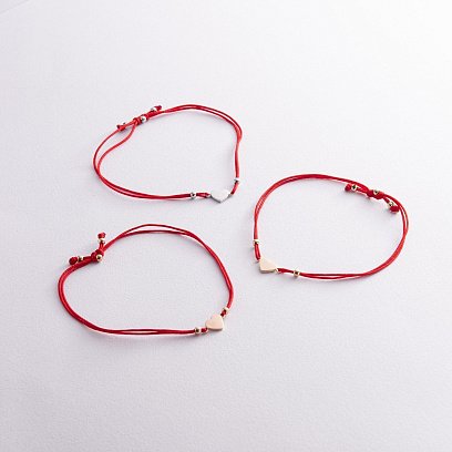 Браслет із червоною ниткою "Серце" (біле золото) б05273 №5