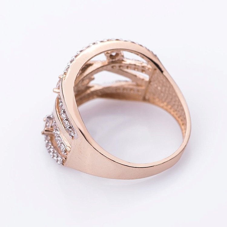 Золотое кольцо с фианитами к04958 от ювелирного магазина Оникс - 2