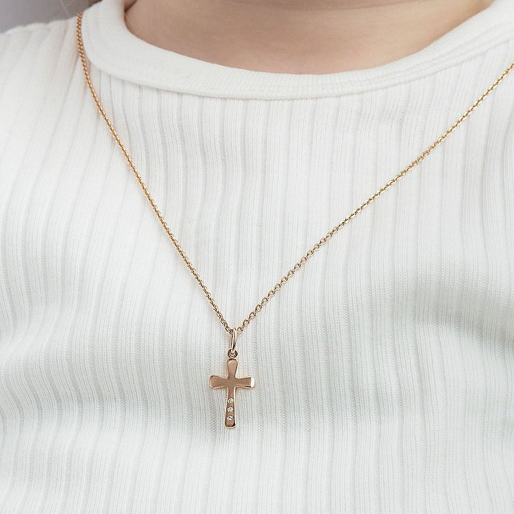 Крестик в красном золоте с бриллиантами 110982421 от ювелирного магазина Оникс - 4