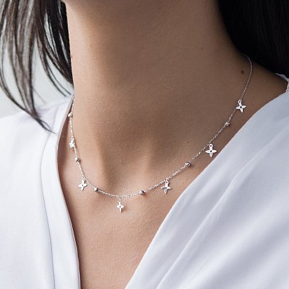 Колье "Клевер" из белого золота кол01534