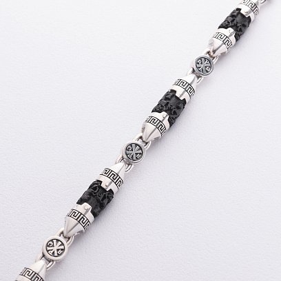 Чоловічий срібний браслет з ебеновим деревом 1501 №7