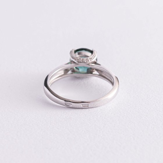Серебряное кольцо (фианиты, кварц) 1354/1р-QGR №5