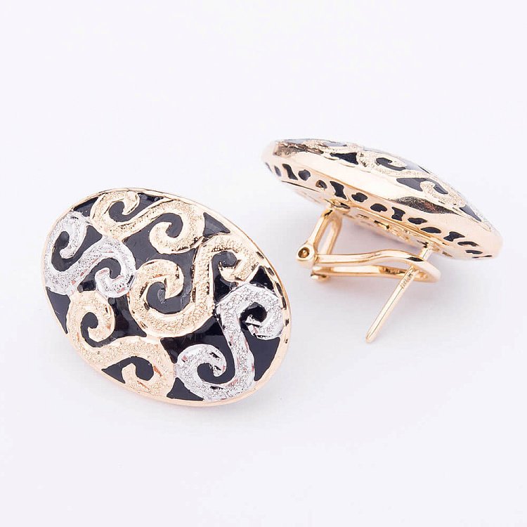 Ексклюзивні золоті сережки з емаллю с03632 від ювелірного магазину Онікс - 2