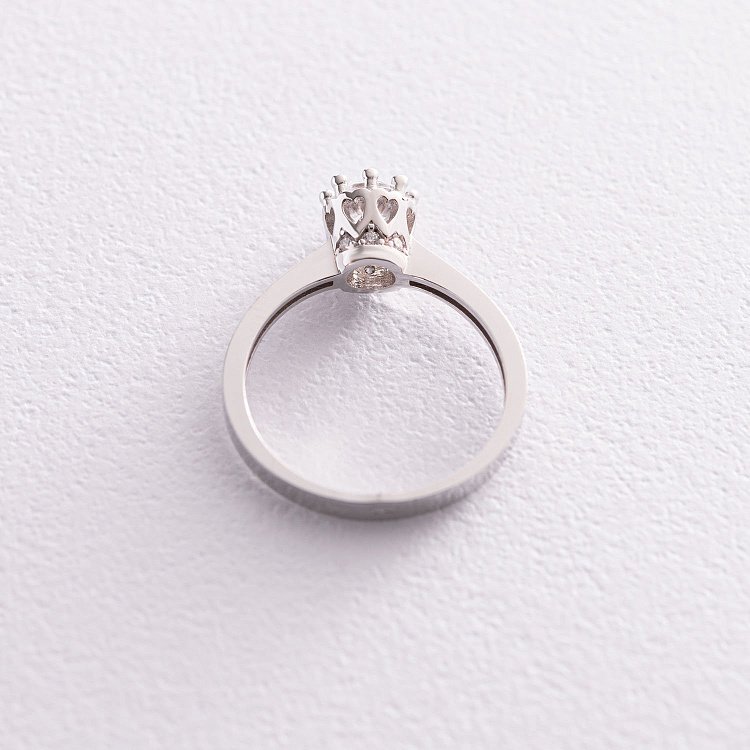 Золота заручальна каблучка "Корона" з фіанітом к06060 від ювелірного магазину Онікс