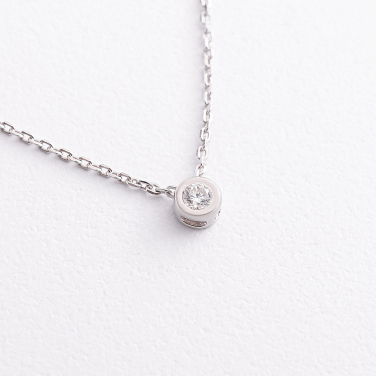 Срібне кольє з фіанітом 908-00971 від ювелірного магазину Онікс