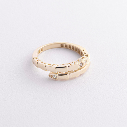 Каблучка "Змія" у жовтому золоті (фіаніти) к08307 №2