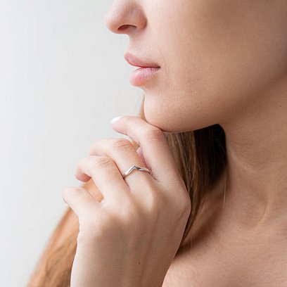 Каблучка "Мінімалізм" в білому золоті к06692 №2