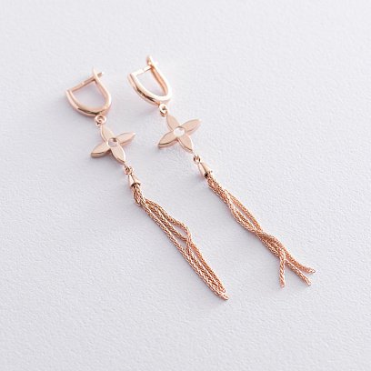 Серьги "Клевер" в красном золоте с06872