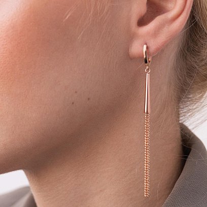 Серьги "Мечтательность" в красном золоте с07840 №4