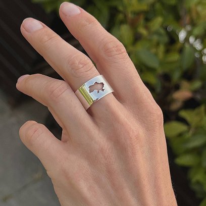 Каблучка "Моя Україна" в білому золоті к07040 №8