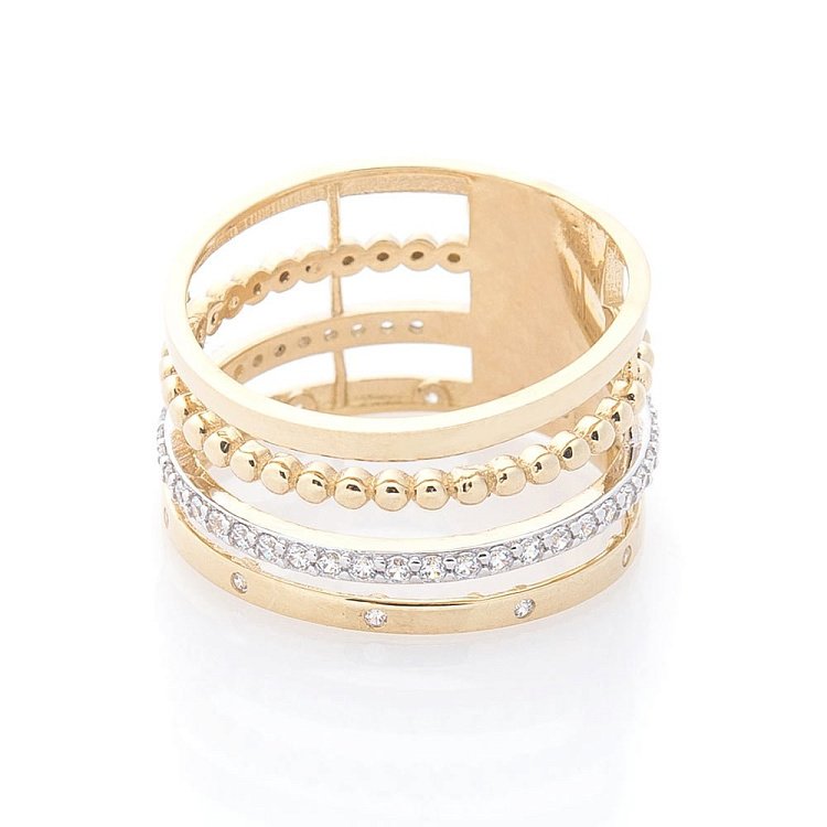 Золотое кольцо с фианитами к05683 от ювелирного магазина Оникс - 2