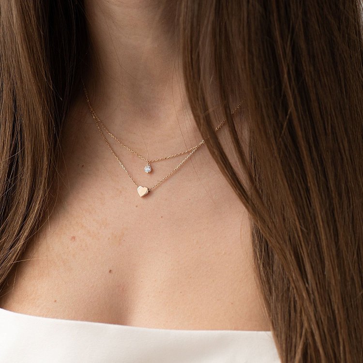 Кольє "Сердечко" в червоному золоті (фіаніт) кол01683 від ювелірного магазину Онікс - 3