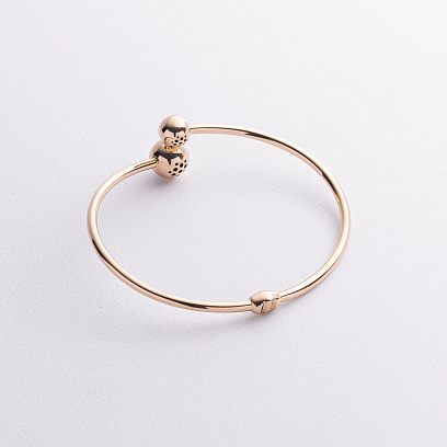 Жорсткий браслет "Кульки" у жовтому золоті б05816 №2