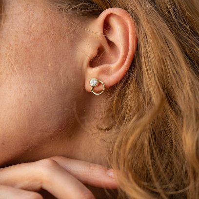 Сережки - пусети "Ейпріл" з фіанітами (жовте золото) с08224 №7