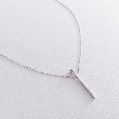 Серебряное колье "Спичка" (фианиты) 181098