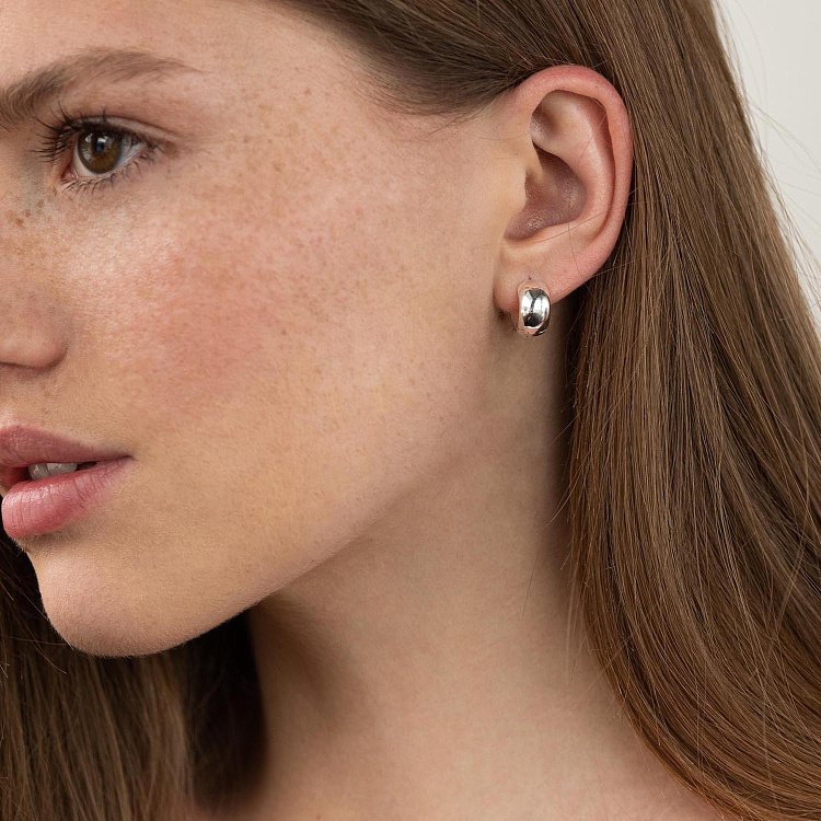 Серебряные серьги "Кольца" (1.3 см) 122781 от ювелирного магазина Оникс