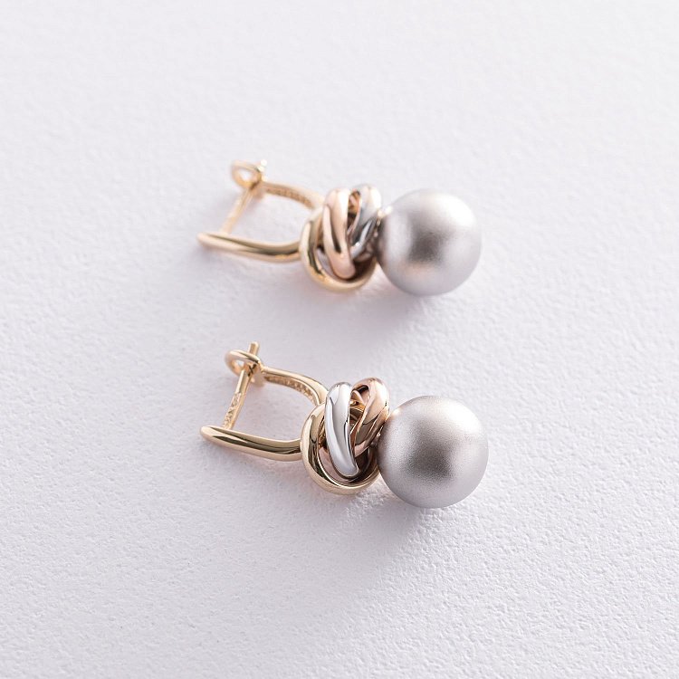 Золотые серьги "Шарики" с05595 от ювелирного магазина Оникс