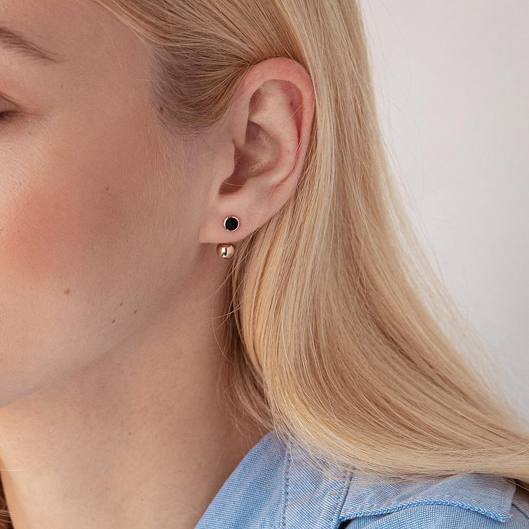 Золотые серьги "Хилари" (черная эмаль) 470631Е от ювелирного магазина Оникс