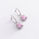 Срібні сережки з білими і рожевими фіанітами 122921 от ювелирного магазина Оникс