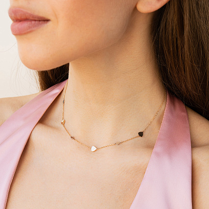 Золоте кольє з сердечками кол01404 №8