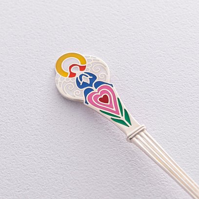 Серебряная ложка с эмалью 990071a №2