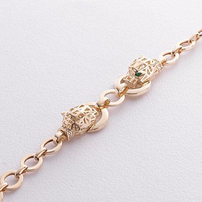 Браслет "Пантера" в желтом золоте (фианиты) б05311 №5