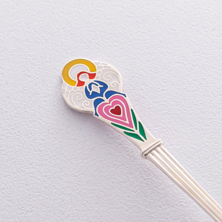 Серебряная ложка с эмалью 990071a от ювелирного магазина Оникс - 1