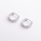 Серебряные серьги - кольца с фианитами 123560 от ювелирного магазина Оникс - 1