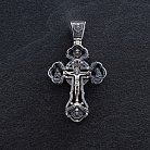 Мужской православный крест "Распятие" из эбенового дерева и серебра 850 от ювелирного магазина Оникс