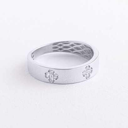 Кольцо "Клевер" в белом золоте (фианиты) к08441 №2