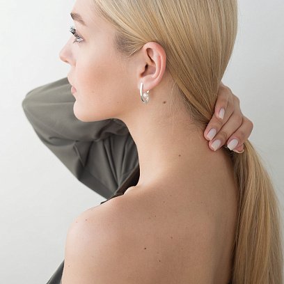 Серебряные серьги с культ. пресн. жемчугом 12975 №2