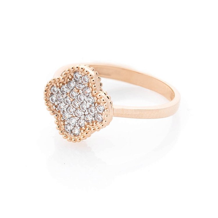 Золота каблучка "Конюшина з фіанітами" к05692 від ювелірного магазину Онікс - 2