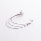 Сережка - каффа "Літак" у білому золоті з ланцюжками с08387 от ювелирного магазина Оникс - 3