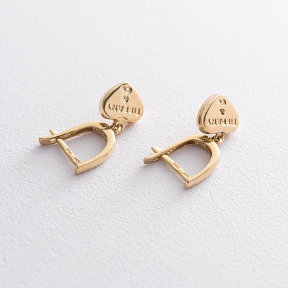 Золотые серьги "Сердечки" с03869 №3