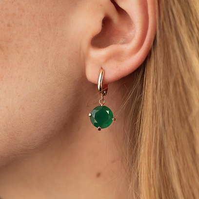 Золоті сережки "Захоплення" з оніксом с05294 №4