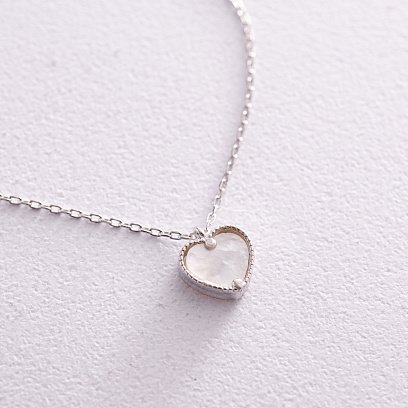 Срібне кольє "Сердечко" (перламутр) 181254 №3